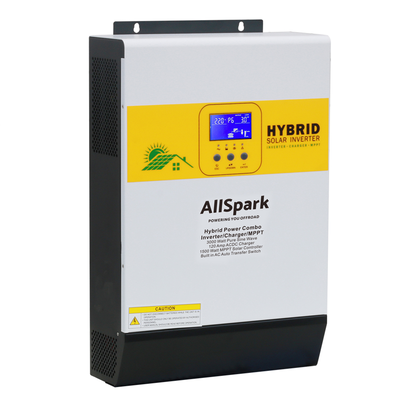 AllSpark - Pro-Series 24V 3000 Watt Hybrid Inverter AC Charger MPPT Combo