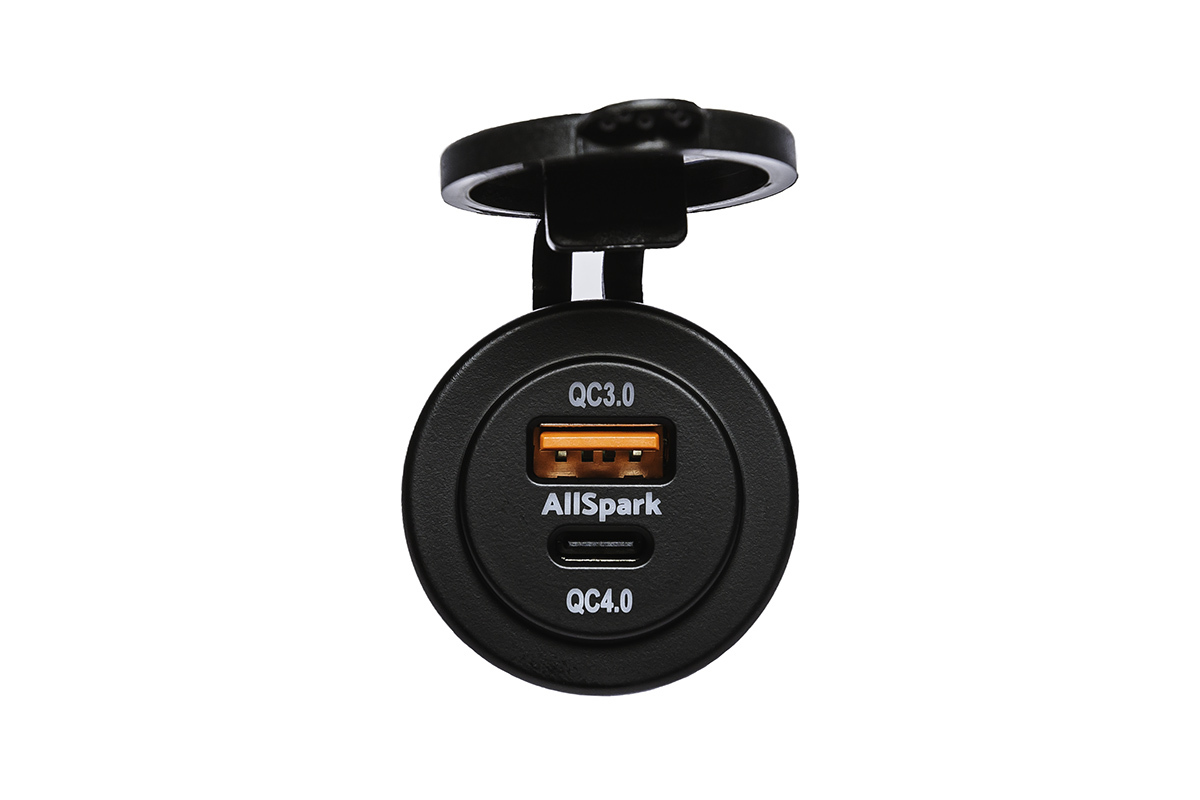 AllSpark Black QC3.0 USB-A + QC4.0 USB-C (PD60W) Charging Socket
