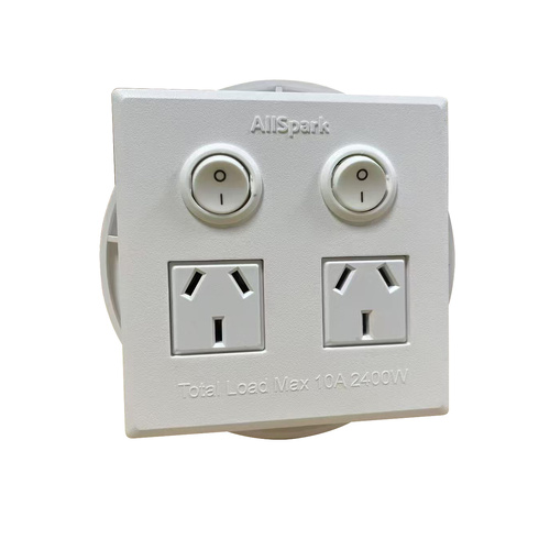 AllSpark 2 Outlet White Flush Mount Power Board - Plug & Play GPO