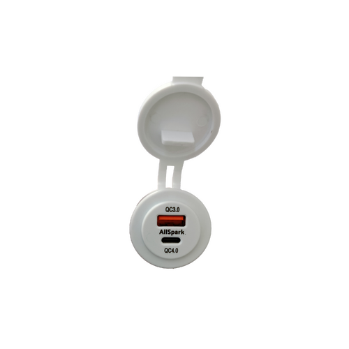 AllSpark White QC3 USB + QC4 USB Type C PD 60W Charging Socket